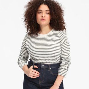 Everlane The Long-Sleeve Box-Cut Pocket Striped Tee Medium